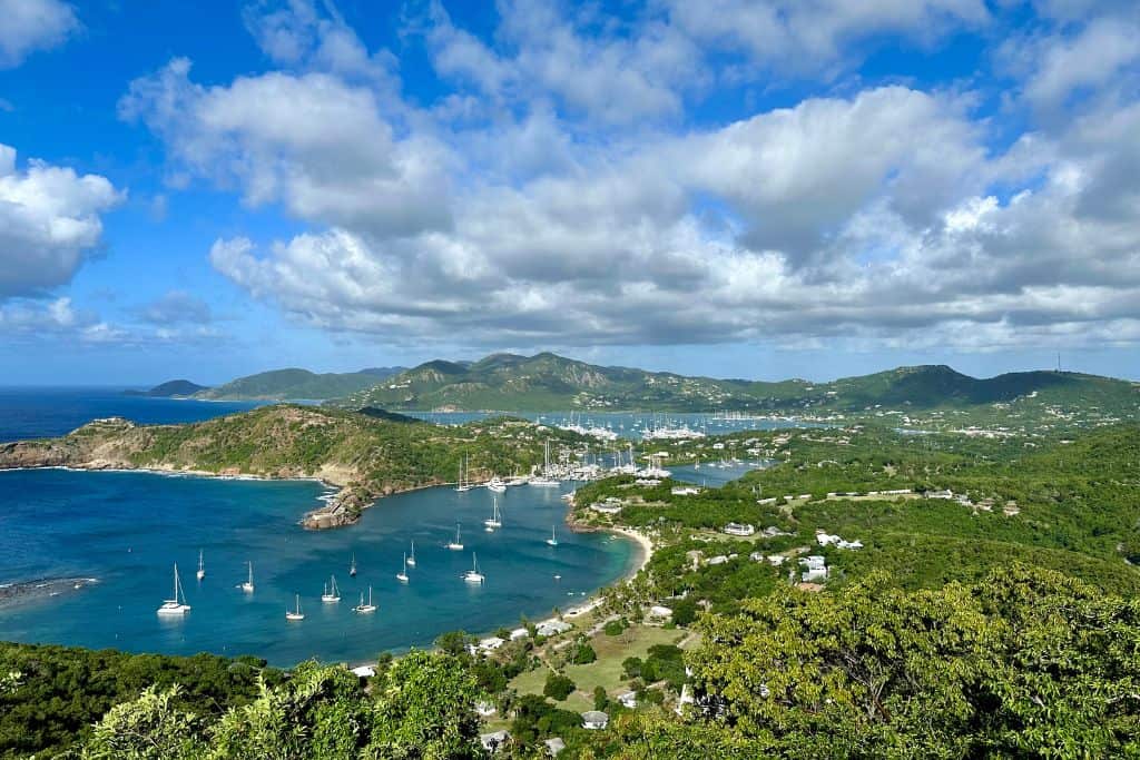 The view from the top of Shirley Heights Lookout in Antigua