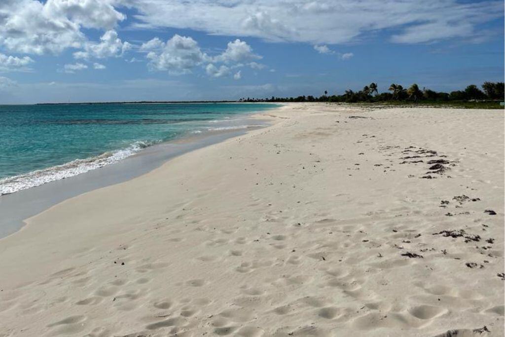 Beautiful white sand beach in Barbuda