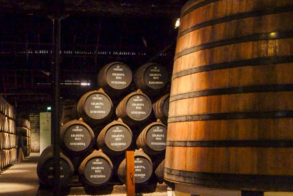 Rows of port barrels in the Grahams port cellar.